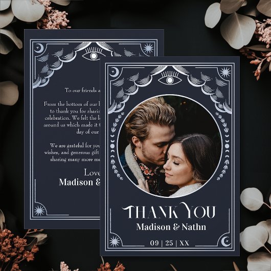 ヴィンテージ金ゴールドタロットカード写真結婚の皆様へ サンキューカード