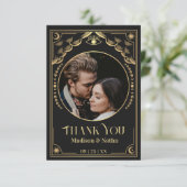 ヴィンテージ金ゴールドタロットカード写真結婚の皆様へ サンキューカード (スタンド正面)