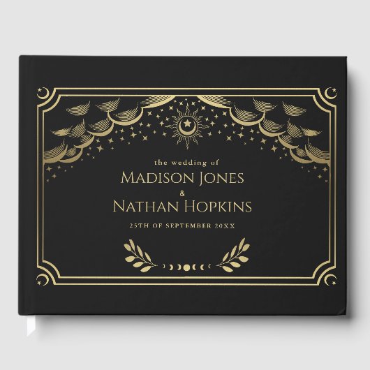 ヴィンテージ金ゴールドタロット結婚カードズゲストブック ゲストブック (正面)