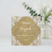 ヴィンテージ金ゴールドダマスクと木材と聖書の聖句 招待状 (スタンド正面)