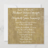 ヴィンテージ金ゴールドダマスクと木材と聖書の聖句 招待状 (裏面)