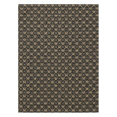 ヴィンテージ金ゴールドダマスクオンブラック テーブルクロス (正面)