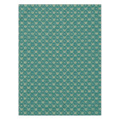 ヴィンテージ金ゴールドダマスクオン王室のティール（緑がかった色） テーブルクロス (正面)