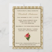 ヴィンテージ金ゴールドダマスクピンクローズブライダルシャワー 招待状 (裏面)