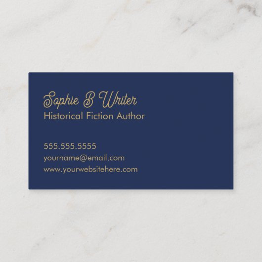 ヴィンテージ金ゴールドダマスク歴史小説作家 名刺 (裏面)