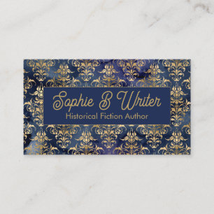 ヴィンテージ金ゴールドダマスク歴史小説作家 名刺