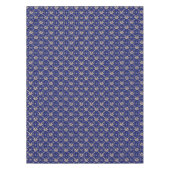 ヴィンテージ金ゴールドダマスク王室のオンブルー テーブルクロス (正面)