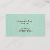 ヴィンテージ金ゴールドチョイエレガントグリーンリネン 名刺 (裏面)