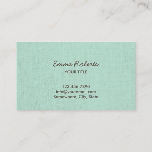 ヴィンテージ金ゴールドチョイエレガントグリーンリネン 名刺 (裏面)