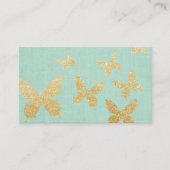 ヴィンテージ金ゴールドチョイエレガントグリーンリネン 名刺 (正面)