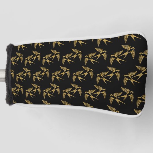 ヴィンテージ金ゴールドツバメパターン ゴルフヘッドカバー (正面)