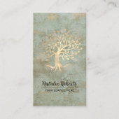 ヴィンテージ金ゴールドツリーウェルネス&スパセラピーブロンズ 名刺 (正面)