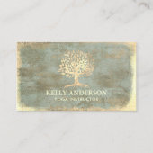 ヴィンテージ金ゴールドツリーヨガインストラクターウェルネススパ 名刺 (正面)