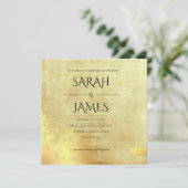 ヴィンテージ金ゴールドテクスチャ結婚式招待状 招待状 (スタンド正面)