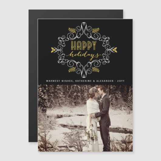 ヴィンテージ金ゴールドデコフェスティバルフォージハッピーホリデイズ (正面/裏面)