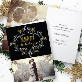 ヴィンテージ金ゴールドデコフェスティバルフォージハッピーホリデイズ シーズンカード