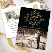 ヴィンテージ金ゴールドデコフェスティバルフォージハッピーホリデイズ シーズンポストカード