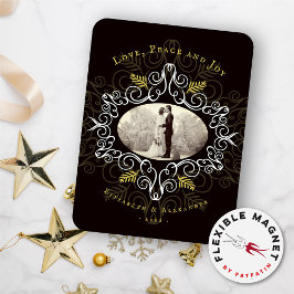 ヴィンテージ金ゴールドデコフェスティバルフォージホリデーフォト マグネット