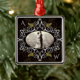 ヴィンテージ金ゴールドデコフレームフェスティバル葉シック写真 メタルオーナメント