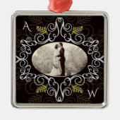 ヴィンテージ金ゴールドデコフレームフェスティバル葉シック写真 メタルオーナメント (正面)