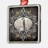 ヴィンテージ金ゴールドデコフレームフェスティバル葉シック写真 メタルオーナメント (左)