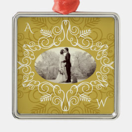 ヴィンテージ金ゴールドデコフレームフェスティバル葉シック写真 メタルオーナメント