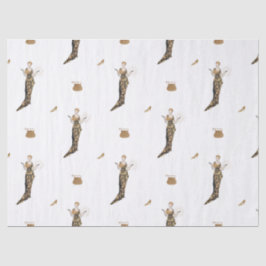 ヴィンテージ金ゴールドドレスの女性+バッグ&シューズ 薄葉紙