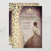 ヴィンテージ金ゴールドドレスダマスティアラ・キンセアニラ 招待状 (正面/裏面)