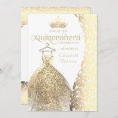 ヴィンテージ金ゴールドドレスダマスティアラ・キンセアニラ 招待状 (正面/裏面)