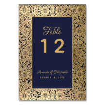 ヴィンテージ金ゴールドネイビーブルーワイルドバラエレガントな結婚式