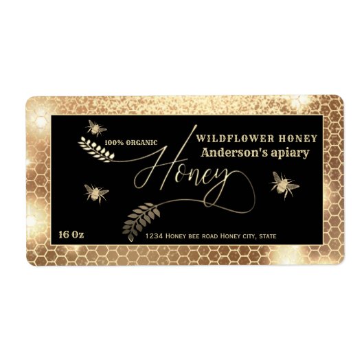 ヴィンテージ金ゴールドハニーブランチスクリプトハニージャレーベル ラベル (正面)