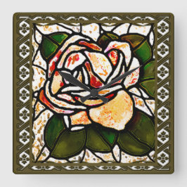 ヴィンテージ金ゴールドバラアールデコ スクエア壁時計