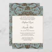 ヴィンテージ金ゴールドバロックRococo Scrollwork n Shell 招待状 (正面/裏面)