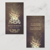 ヴィンテージ金ゴールドパイナップルイベント計画ケータリング 名刺 (正面/裏面)