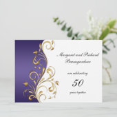 ヴィンテージ金ゴールドパープル結婚50周年 招待状 (スタンド正面)