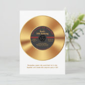 ヴィンテージ金ゴールドビニル45レコード驚き誕生日 招待状 (スタンド正面)