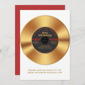 ヴィンテージ金ゴールドビニル45レコード驚き誕生日 招待状 (正面/裏面)