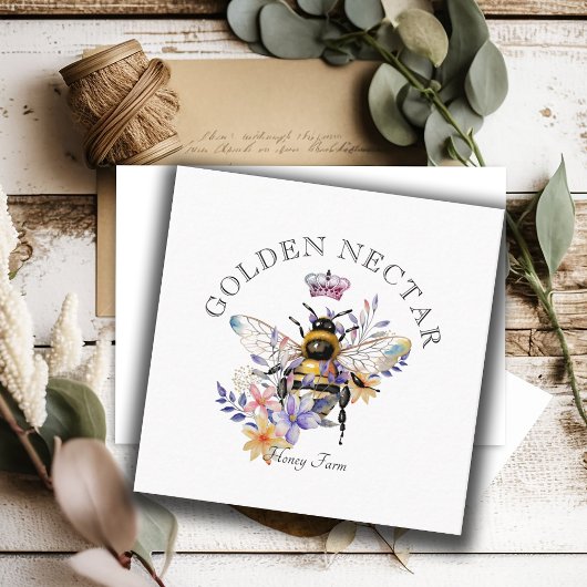 ヴィンテージ金ゴールドビーロゴハネビーキーパー スクエア名刺