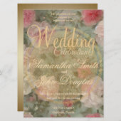 ヴィンテージ金ゴールドピンク色彩の鮮やか白バラ水色 (正面/裏面)