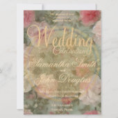 ヴィンテージ金ゴールドピンク色彩の鮮やか白バラ水色 (正面)