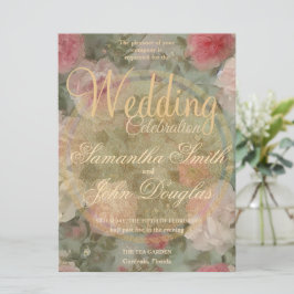 ヴィンテージ金ゴールドピンク色彩の鮮やか白バラ水色