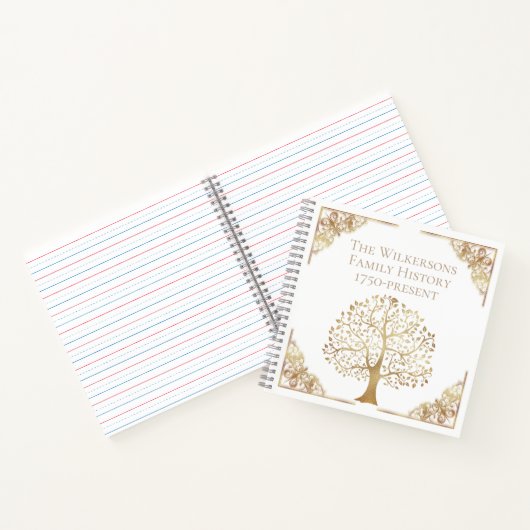 ヴィンテージ金ゴールドファミリーツリー系図学レコード ノートブック (内部)
