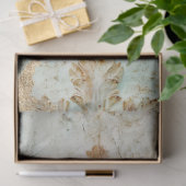 ヴィンテージ金ゴールドフォイルバロックオーナメントブルーグランジ 薄葉紙 (ギフト)