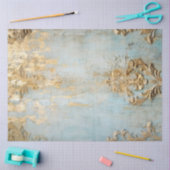 ヴィンテージ金ゴールドフォイルビクトリアンオーナメントブルーグランジ 薄葉紙 (クラフト)