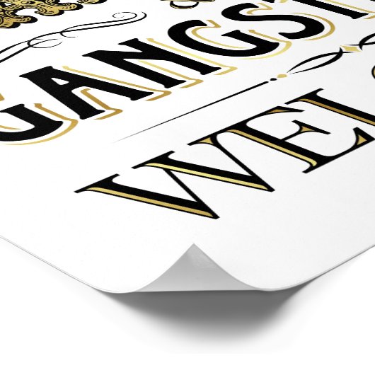 ヴィンテージ金ゴールドフラッパーガングスターウェルカムサイン ポスター (角)