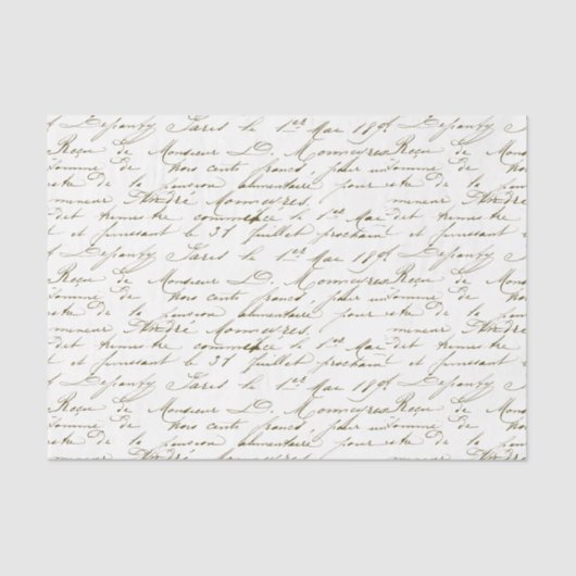 ヴィンテージ金ゴールドフランスのスクリプト手書き筆記性炎 薄葉紙 (正面)