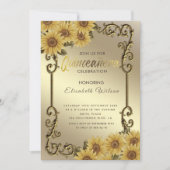 ヴィンテージ金ゴールドフレームひまわりキンセアニラ 招待状 (正面)