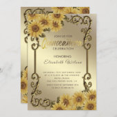 ヴィンテージ金ゴールドフレームひまわりキンセアニラ 招待状 (正面/裏面)