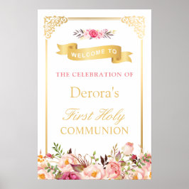 ヴィンテージ金ゴールドフレームフローラ | First Holy Communion ポスター