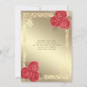 ヴィンテージ金ゴールドフレーム赤いバラのキンセアニラ 招待状 (裏面)